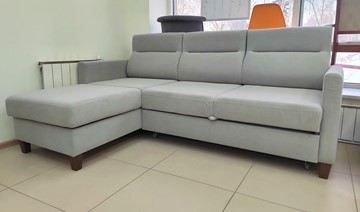 Угловой диван с оттоманкой Марсель Luma 13 серый велюр в Саранске