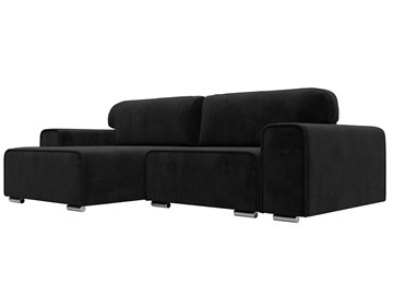 Угловой диван с оттоманкой Лига-029, Черный (Велюр) в Саранске