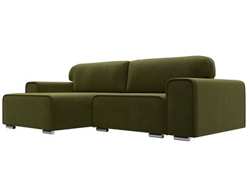 Угловой диван с оттоманкой Лига-029, Зеленый (Микровельвет) в Саранске