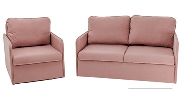 Мебельный комплект Амира розовый диван + кресло в Саранске - предосмотр