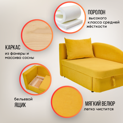 Мягкий диван левый Тедди желтый в Саранске - изображение 18