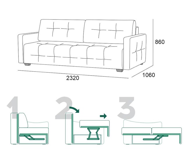 Прямой диван Бруно 2 БД в Саранске - изображение 6