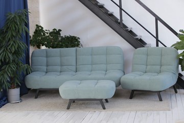 Комплект мебели Абри цвет мята кресло + диван + пуф опора металл в Саранске