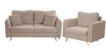 Комплект мебели Бертон бежевый диван+ кресло в Саранске