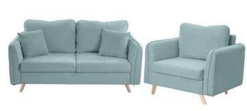 Комплект мебели Бертон голубой диван+ кресло в Саранске