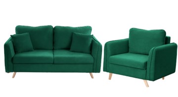 Комплект мебели Бертон изумрудный диван+ кресло в Саранске