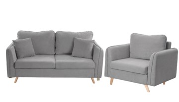 Комплект мебели Бертон серый диван+ кресло в Саранске