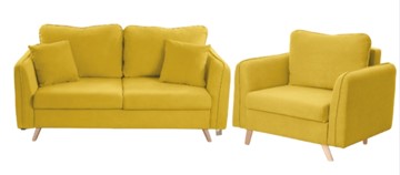 Комплект мебели Бертон желтый диван+ кресло в Саранске