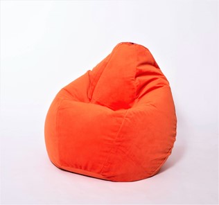 Кресло-мешок Груша большое, велюр однотон, оранжевое в Саранске