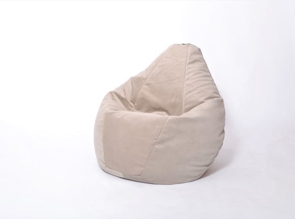 Кресло-мешок Груша среднее, велюр однотон, бежевое в Саранске - изображение