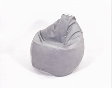 Кресло-мешок Груша малое, велюр однотон, серое в Саранске