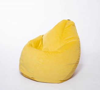 Кресло-мешок Груша большое, велюр однотон, лимонное в Саранске