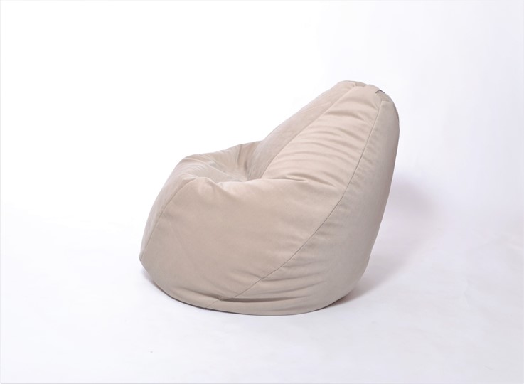 Кресло-мешок Груша среднее, велюр однотон, бежевое в Саранске - изображение 2