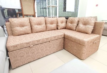 Угловой кухонный диван Яшма 1 ДУ Весь в ткани Жаккард AFINA 06 в Саранске