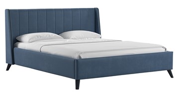 Кровать с подъемным механизмом Мелисса 160,арт. Тори 83 велюр (серо-синий) + кроватное дно в Саранске
