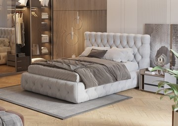 Спальная кровать Castello 160х200, Флок (Бентлей Светло-серый) в Саранске