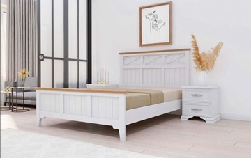 Кровать в спальню Грация-5 карниз сосна (Белый Античный) 160х200 в Саранске