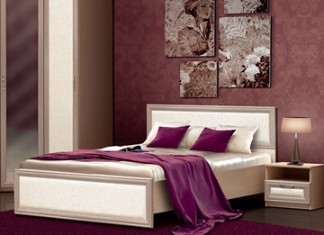 Спальная кровать Камелия, 1600, шимо светлый/белый кожзам в Саранске