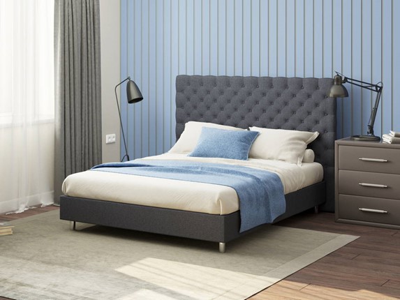Двуспальная кровать Paris Boxspring Standart 200х200, Рогожка (Savana Grey (серый)) в Саранске - изображение
