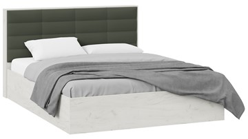 Кровать двуспальная с подъемным механизмом Агата тип 1 (Дуб крафт белый, Велюр Серый) в Саранске