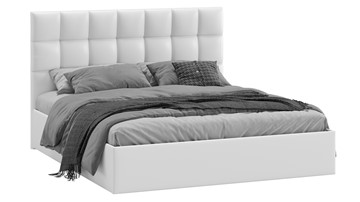 Кровать 2-спальная с подъемным механизмом Эмбер (Экокожа белая) в Саранске