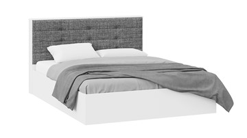 Кровать двуспальная с подъемным механизмом Тесса (Белый Жемчуг/Рогожка серая) в Саранске