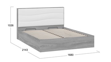 Кровать с подъемным механизмом Миранда тип 1 (Дуб Гамильтон/Белый глянец) в Саранске - предосмотр 1