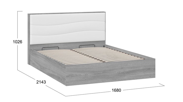 Кровать с подъемным механизмом Миранда тип 1 (Дуб Гамильтон/Белый глянец) в Саранске - изображение 1
