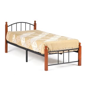 Спальная кровать AT-915 дерево гевея/металл, 90*200 см (Single bed), красный дуб/черный в Саранске