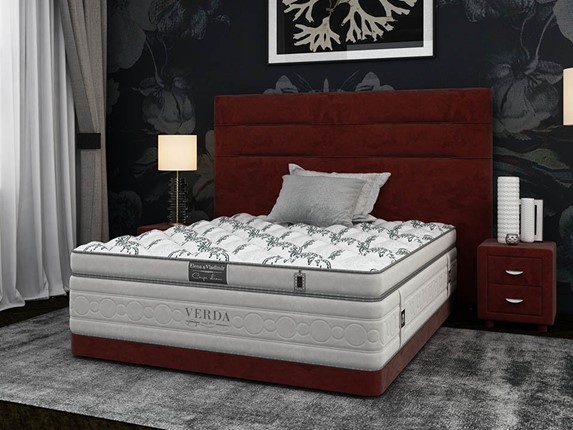 Кровать спальная Modern Compact/Ваsement 160х200, Микровелюр (Manhattan Гранатовый) в Саранске - изображение
