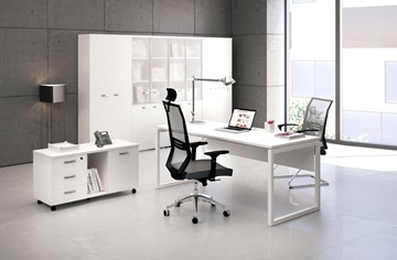 Комплект офисной мебели А4 (металлокаркас QUATTRO) белый премиум / металлокаркас белый в Саранске - предосмотр 1