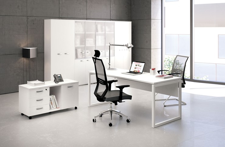 Комплект офисной мебели А4 (металлокаркас QUATTRO) белый премиум / металлокаркас белый в Саранске - изображение 1