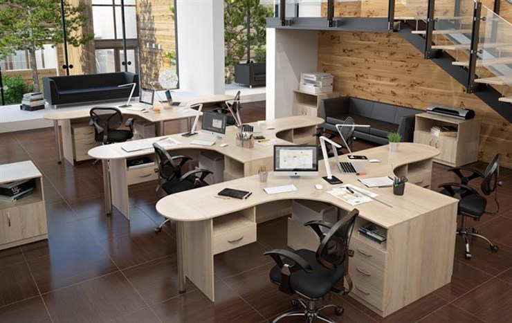 Офисный комплект мебели SIMPLE с эргономичными столами и тумбами в Саранске - изображение