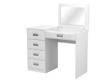 Столик косметический Como/Veda, с зеркалом, 4 ящика, левый, ЛДСП белый/кайман белый в Саранске