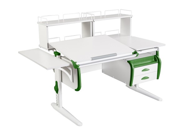 Растущий стол 1/75-40 (СУТ.25)+ Polka_b 1/550 + Polka_zz 1/600 (2 шт.) + Tumba 3 белый/белый/Зеленый в Саранске - изображение
