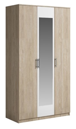 Шкаф 3 двери Светлана, с зеркалом, белый/дуб сонома в Саранске - изображение