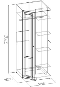 Распашной шкаф угловой Sherlock 63+ фасад стандарт, Дуб Сонома в Саранске - предосмотр 2