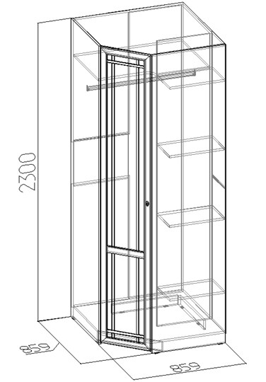 Распашной шкаф угловой Sherlock 63+ фасад стандарт, Дуб Сонома в Саранске - изображение 2