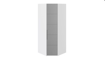 Распашной шкаф угловой Наоми с зеркальной правой дверью, цвет Белый глянец СМ-208.07.07 R в Саранске - предосмотр