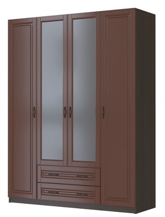 Шкаф четырехстворчатый в спальню Кантри, лак орех ШР-4, с 2мя зеркалами в Саранске - изображение