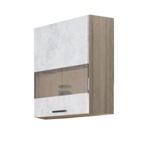 Шкаф кухонный со стеклом Модус, Ш500с/720, цемент светлый в Саранске - предосмотр