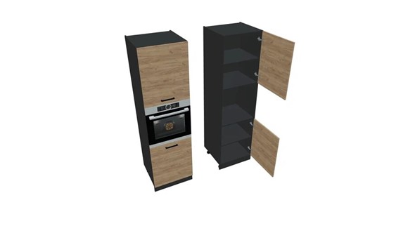 Кухонный шкаф-пенал П7 2, Дуб крафт/Антрацит в Саранске - изображение