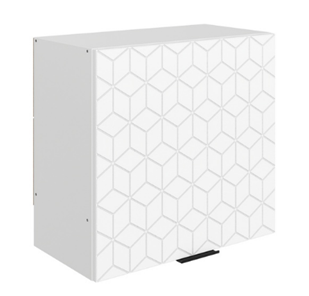 Шкаф настенный Стоун L600 Н566 (1 дв. гл.) с фрезировкой (белый/джелато софттач) в Саранске