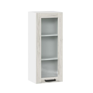 Навесной шкаф 400 высокий со стеклом Винченца ЛД 234.420.000.036, Белый/Дуб Крафт белый в Саранске