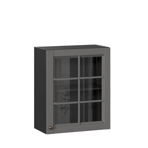 Кухонный шкаф Амели-3 600 со стеклом ЛД 299.350.000.032, Черный/Оникс серый в Саранске