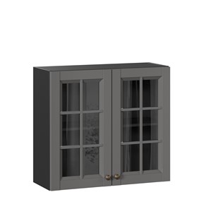 Кухонный шкаф Амели-3 800 со стеклом ЛД 299.360.000.036, Черный/Оникс серый в Саранске