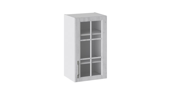 Шкаф навесной Прованс (Белый глянец/Санторини светлый) со стеклом В_72-40_1ДРс в Саранске - изображение