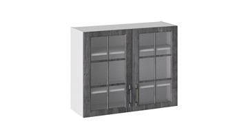 Шкаф настенный Прованс (Белый глянец/Санторини темный) со стеклом В_72-90_2ДРс в Саранске