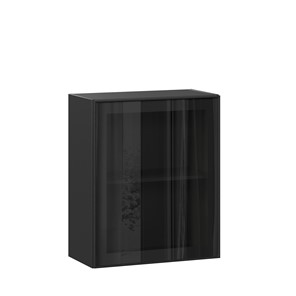 Кухонный шкаф со стеклом 600 Индиго ЛД 298.350.000.063, Чёрный/Чёрный в Саранске