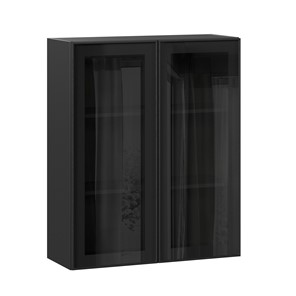 Кухонный навесной шкаф высокий со стеклом 800 Индиго ЛД 298.460.000.156, Чёрный/Чёрный в Саранске